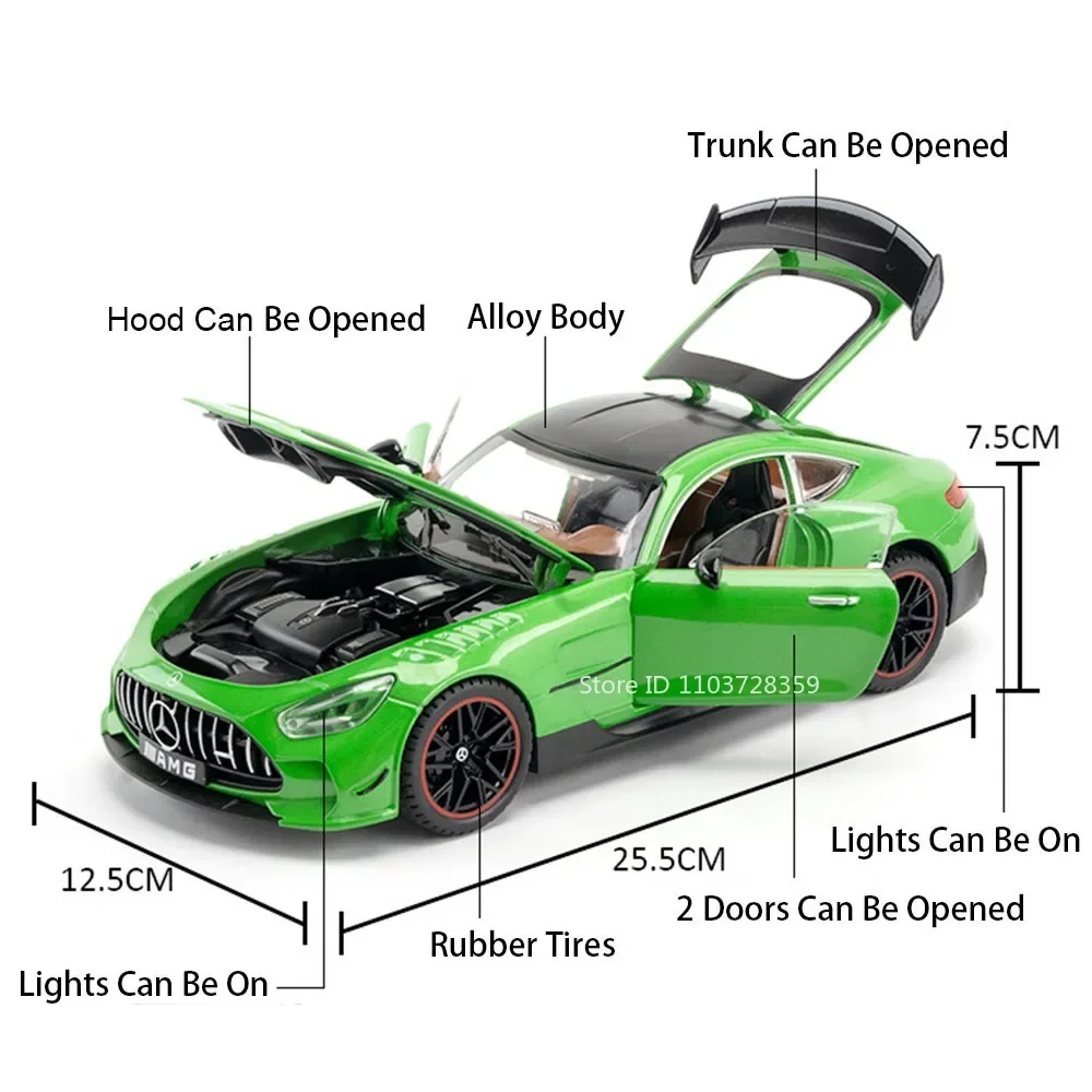 Maßstab 1:18 Mustang GT500 Spielzeug-Supercar-Modelle, Legierung, Druckguss, GTR-Sportwagen, Tonlicht, Türen geöffnet, zurückziehen, für Kindergeschenke