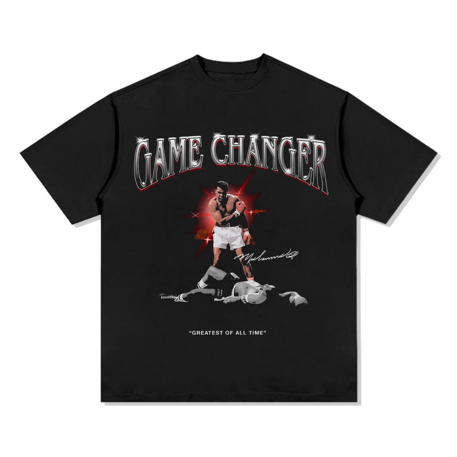 

Футболка с изображением генератора игры Мухаммеда Али, большая хлопковая футболка с рисунком для бокса, спортивная футболка для мужчин и женщин, уличная одежда в стиле ретро, товары для фанатов