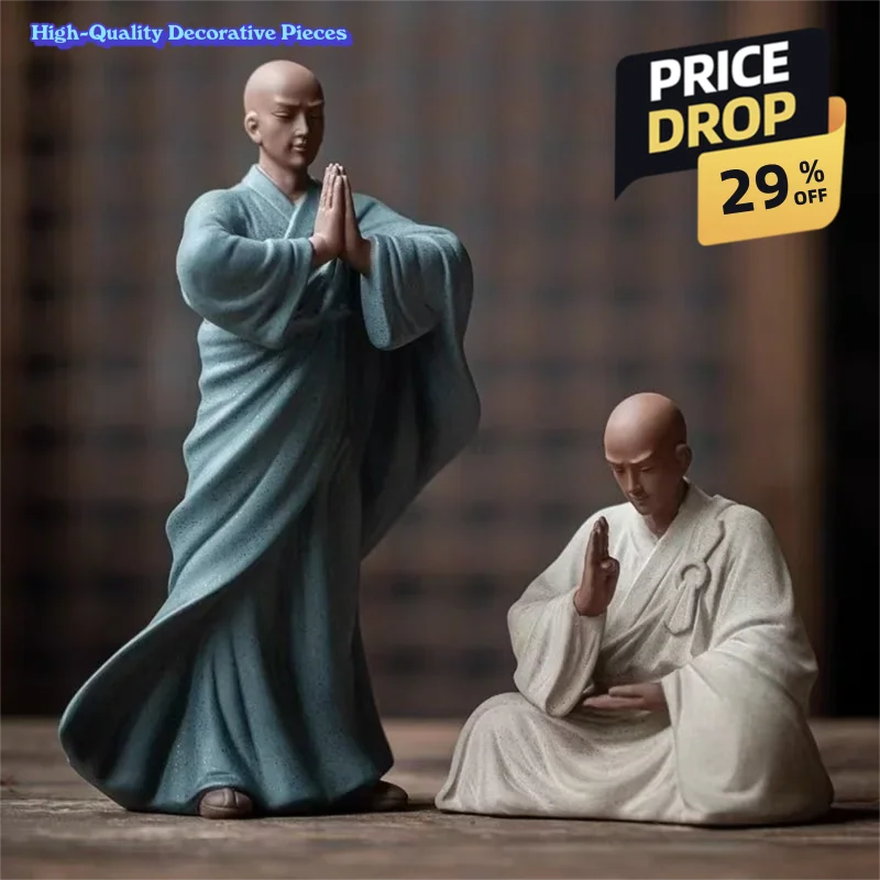 

Ceramics Chinese Zen-like little monk character decoration statue High quality home room office Wealth Luck Feng Shui Decor