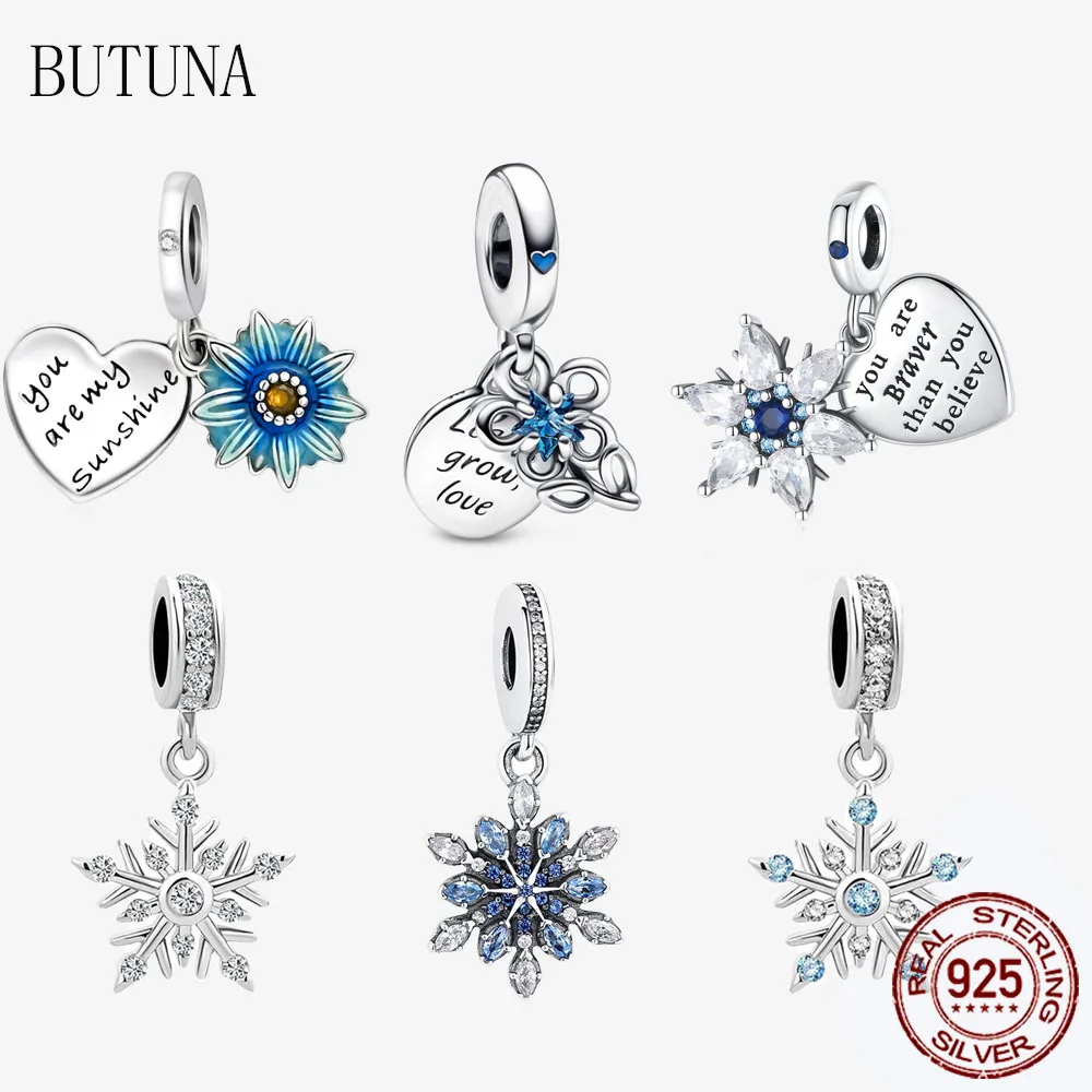 

Authentic 925 Sterling Silver Sparkling Snowflake Charms Beads Fit Original Pandora Bracelet Jewelry DIY Gift Christmas