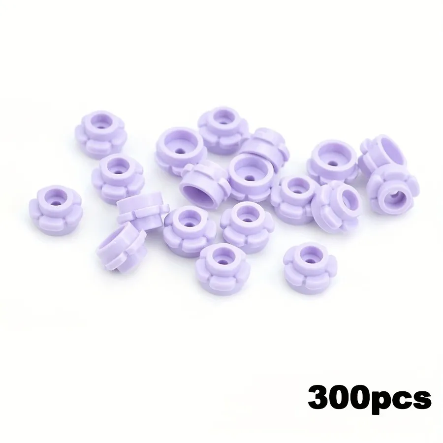 300PCS Runde 1x1 mit Blume MOC Bausteine Kompatibel 24866 Kit Platte 5 Blütenblätter Ziegel Partikel pädagogisches Spielzeug Kind Geschenk