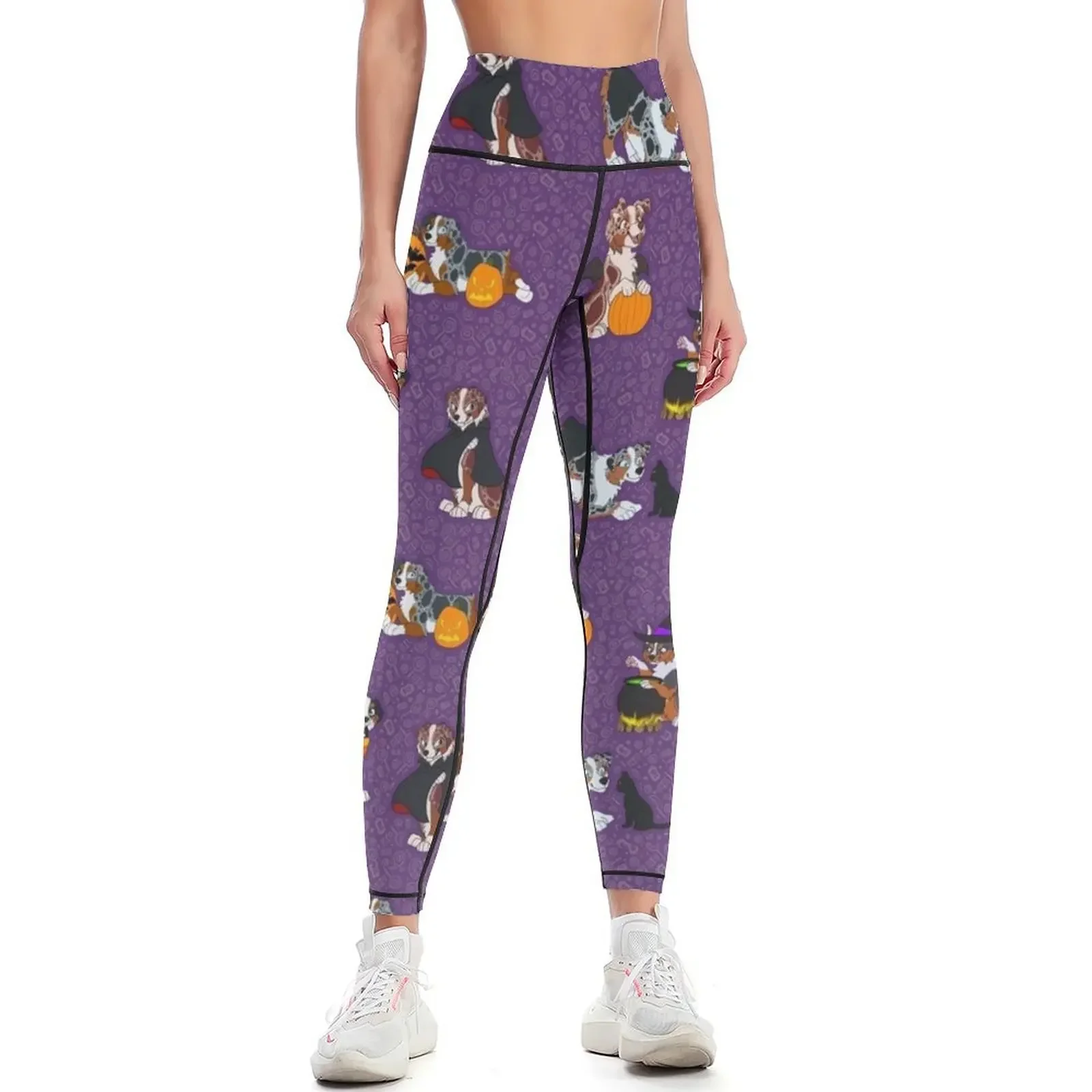 

Miniature American Shepherd Halloween Pattern Leggings Legging sport Women's sports pants Sports female Womens Leggings