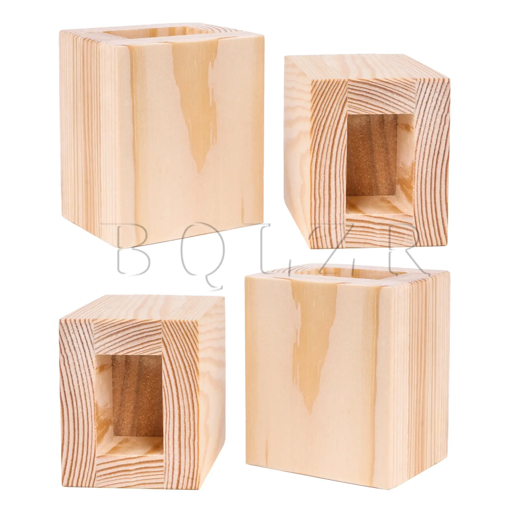 BQLZR 4 Pcs Square Wood Furniture Legs Lifter for Cabinet w/ Foot Pads Sticker