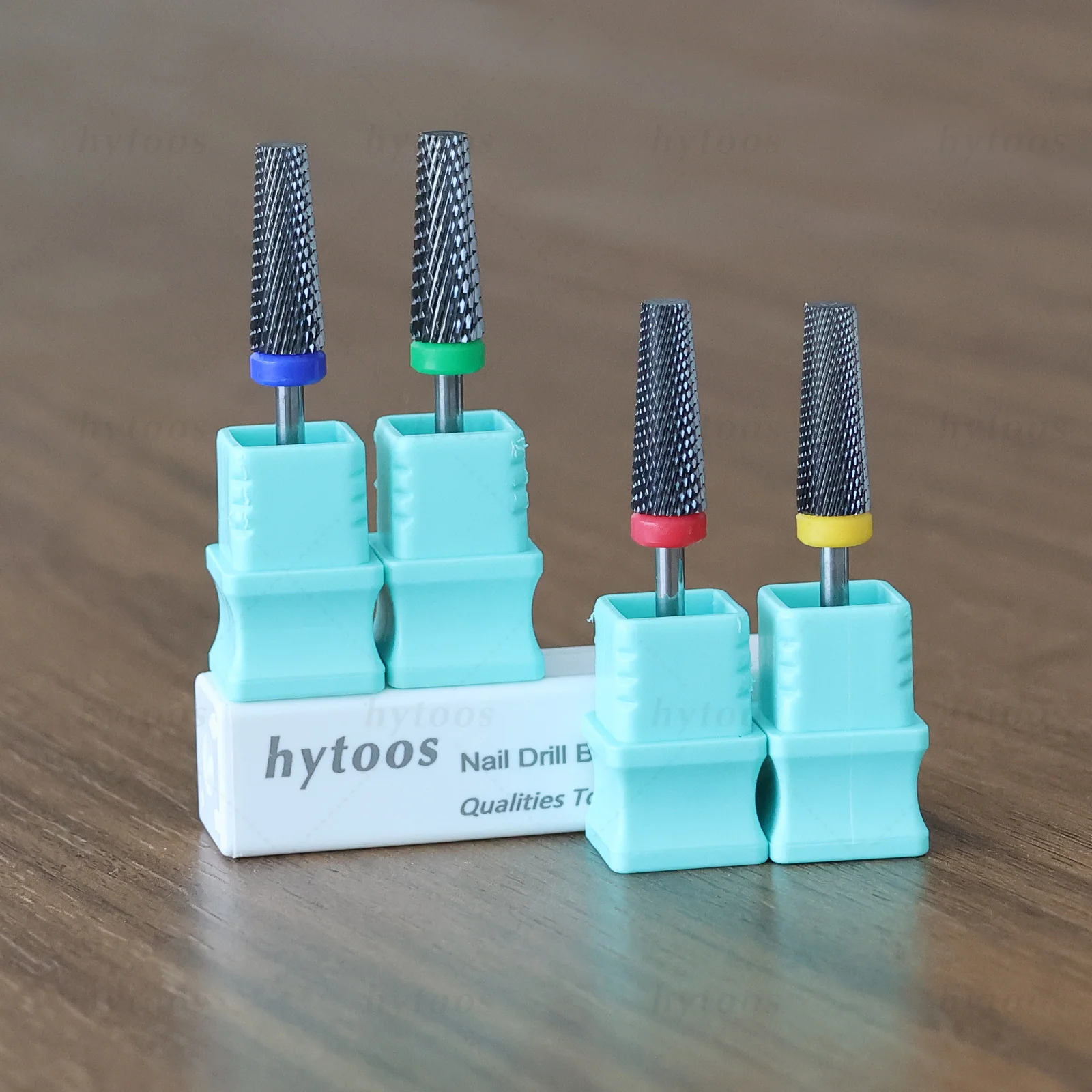 

HYTOOS 5 in 1 Nail Drill Bits DLC Black 16mm Flat Top Tapered Carbide Nail Bit Remove Gel Tool Electric Drills File Accessories