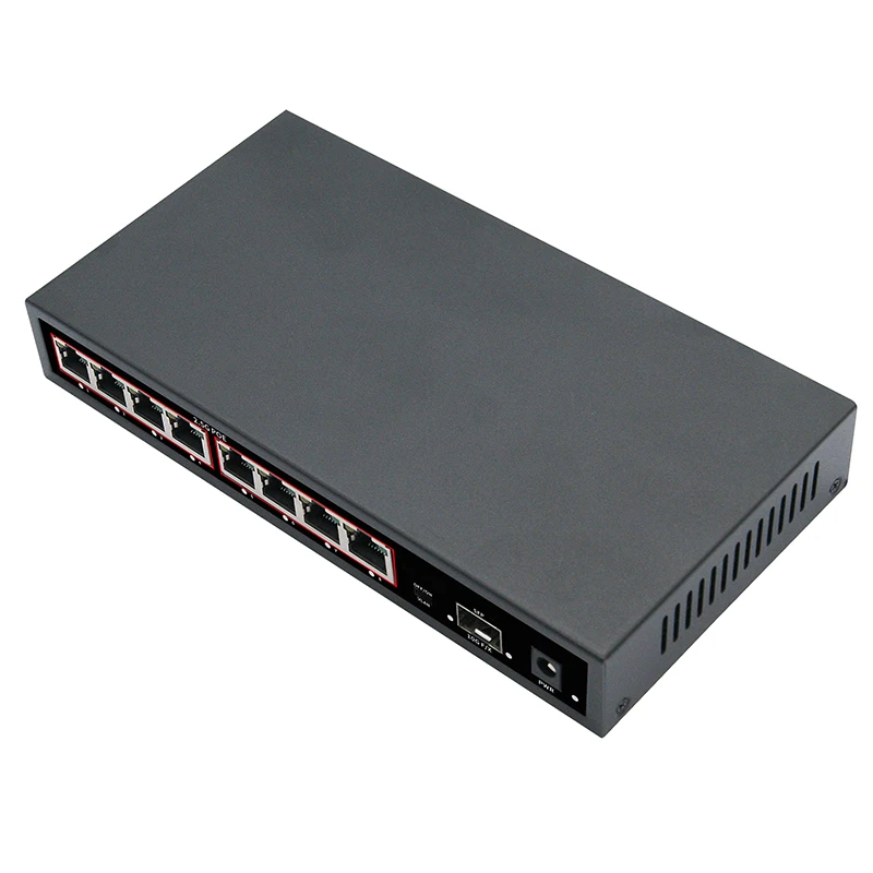 Sakelar Ethernet POE RJ45 9-Port 2.5GbE 10G SFP + Sakelar Jaringan dengan untuk Plug and Play Tidak Terkelola Uplink, untuk Kamera IP/NVR