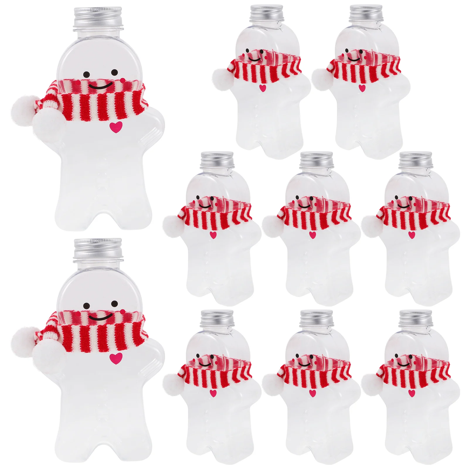 10 Sets Christmas Drink Bottle Empty Juice Candy Jar Biscuit Bottles with Caps The Pet Water Storage Container Cookie