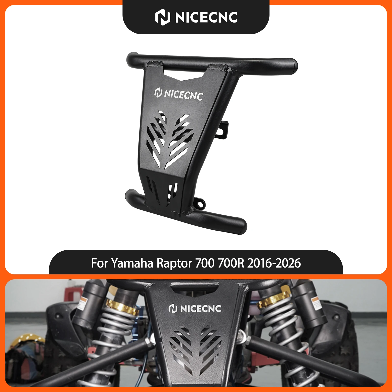 NICECNC For Yamaha Raptor 700 700R 2016-2026 Front Bumper Grab Bar Protector Front Guard Heavy Duty Aluminum ATV Accessories