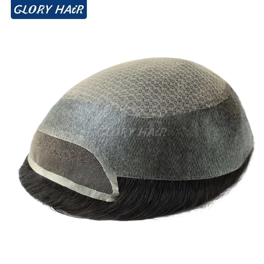 Gloryhair New I-Lace Men Toupee Hair Free shipping to Brazil Lace and Pu Men Capillary Prothesis Wig man Dropshipping