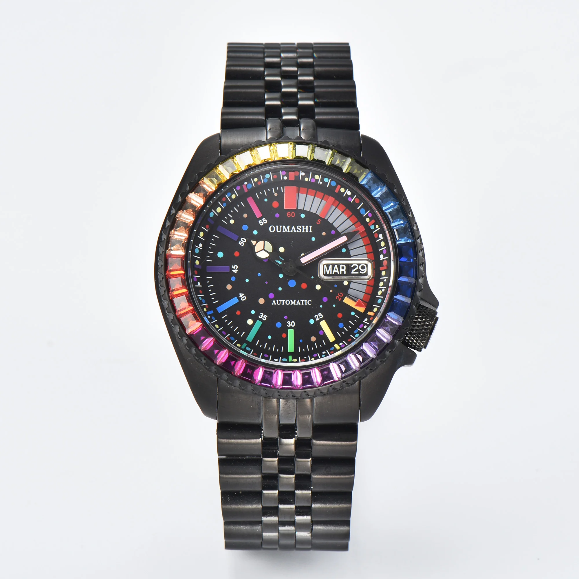 ใหม่007นาฬิกาท้องฟ้าเต็มไปด้วยดวงดาวนาฬิกากลไกเคลื่อนไหว NH36นาฬิกาสแตนเลสนาฬิกากันน้ำ100