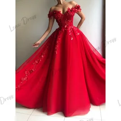 Lena Elegant Evening Dresses 2024 Luxury Strapless Prom Dresses Sale Red Line A Floral Lace Robe Soiree De Luxe 2024 Party Dress