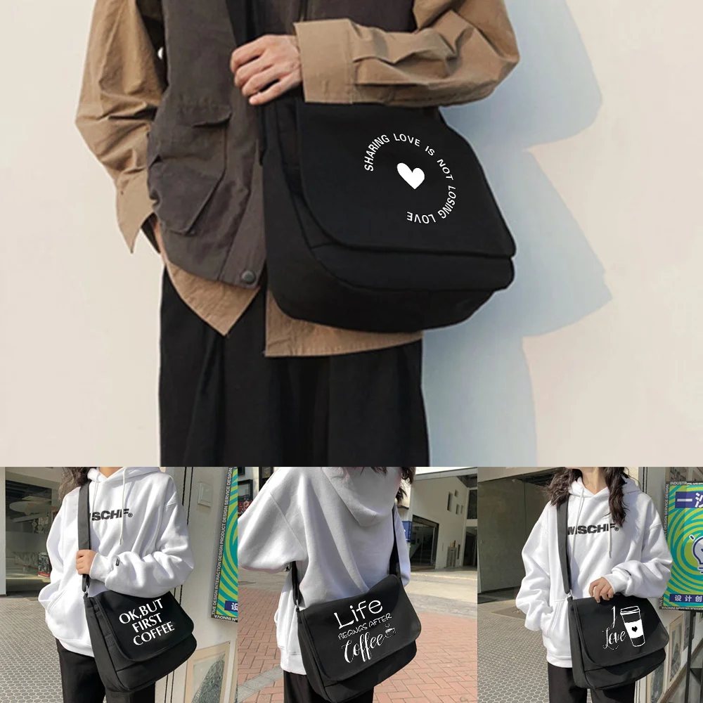 Shoulder Messenger Bags Harajuku Canvas Crossbody Bag Women Japanese Diagonal Pouch Girl Student Envelope Bags Food Pattern