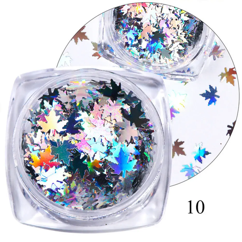 Nail Sequins Gradient Maple Leaf Glitter for Manicure – 12 Boxes Lightweight Nail Art Supplies