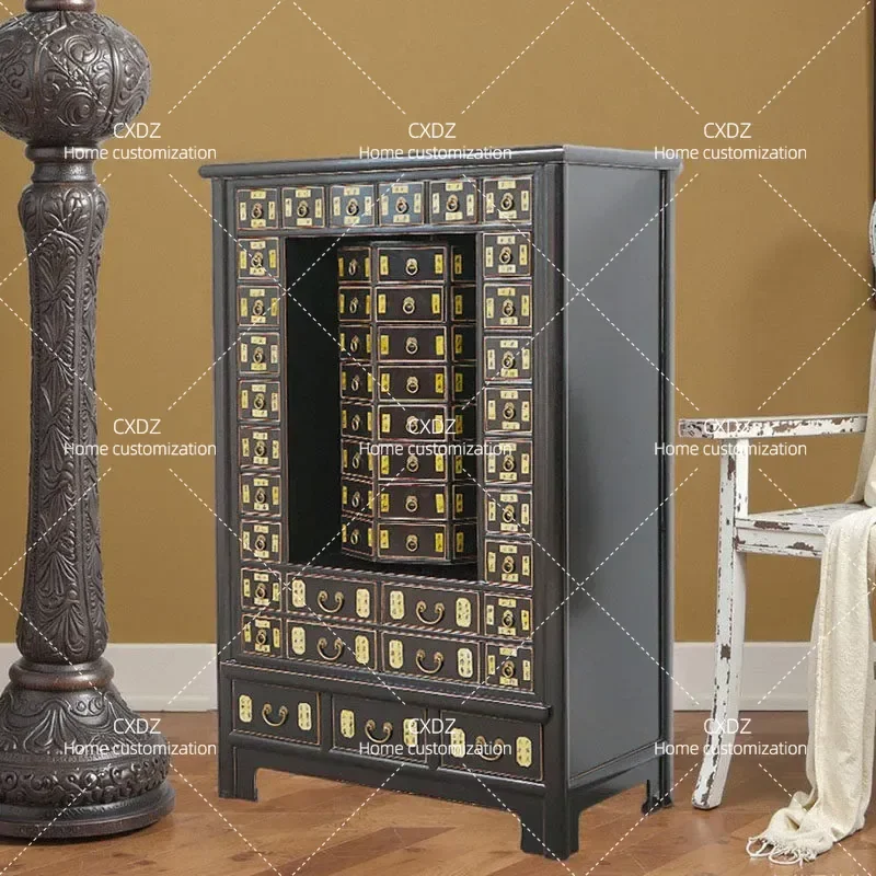 Chinese solid wood traditional Chinese medicine cabinet, traditional Chinese medicine cabinet, multi-pumping chest cabinet,