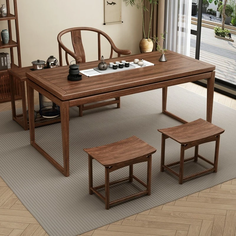 مجموعة طاولة شاي وكرسي للشرفة، وغرفة معيشة من الخشب الصلب، وطاولة قهوة عائلية بسيطة