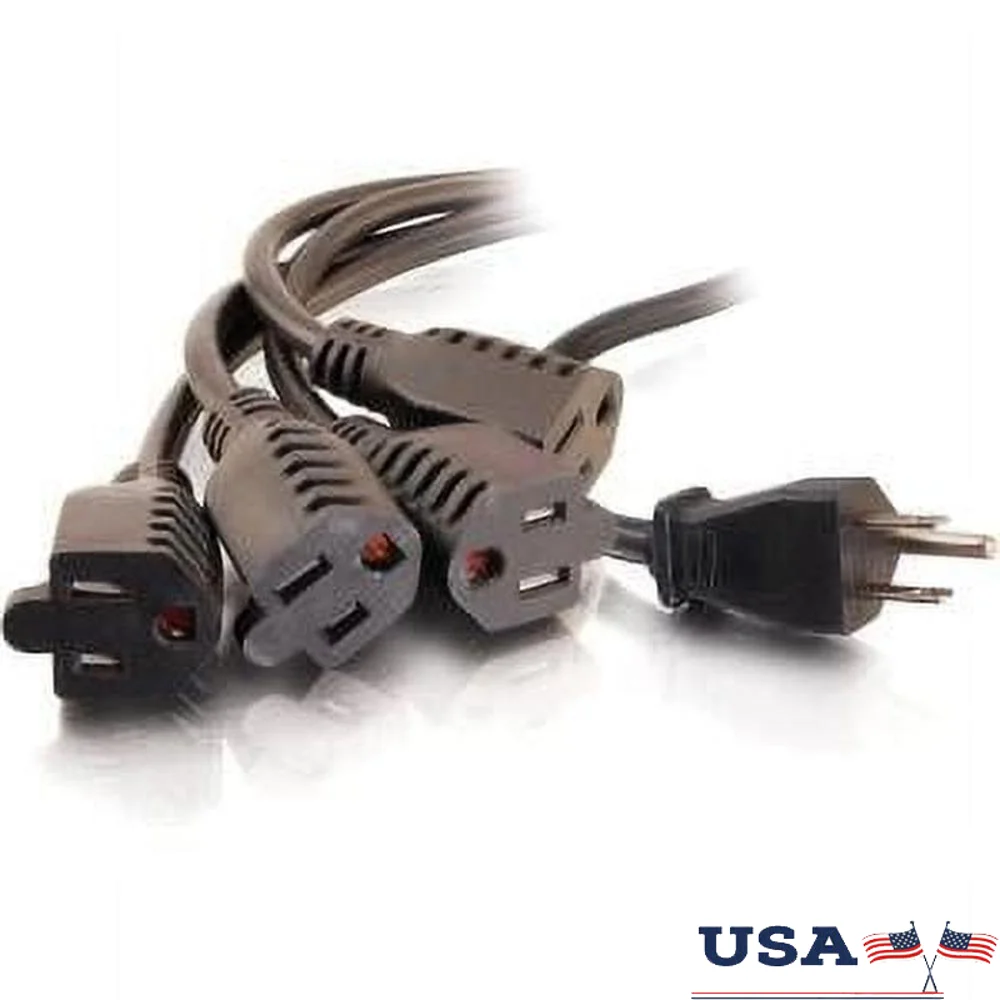 6FT Power Cord Splitter 1-to-4 NEMA 5-15P to 5-15R Adapter