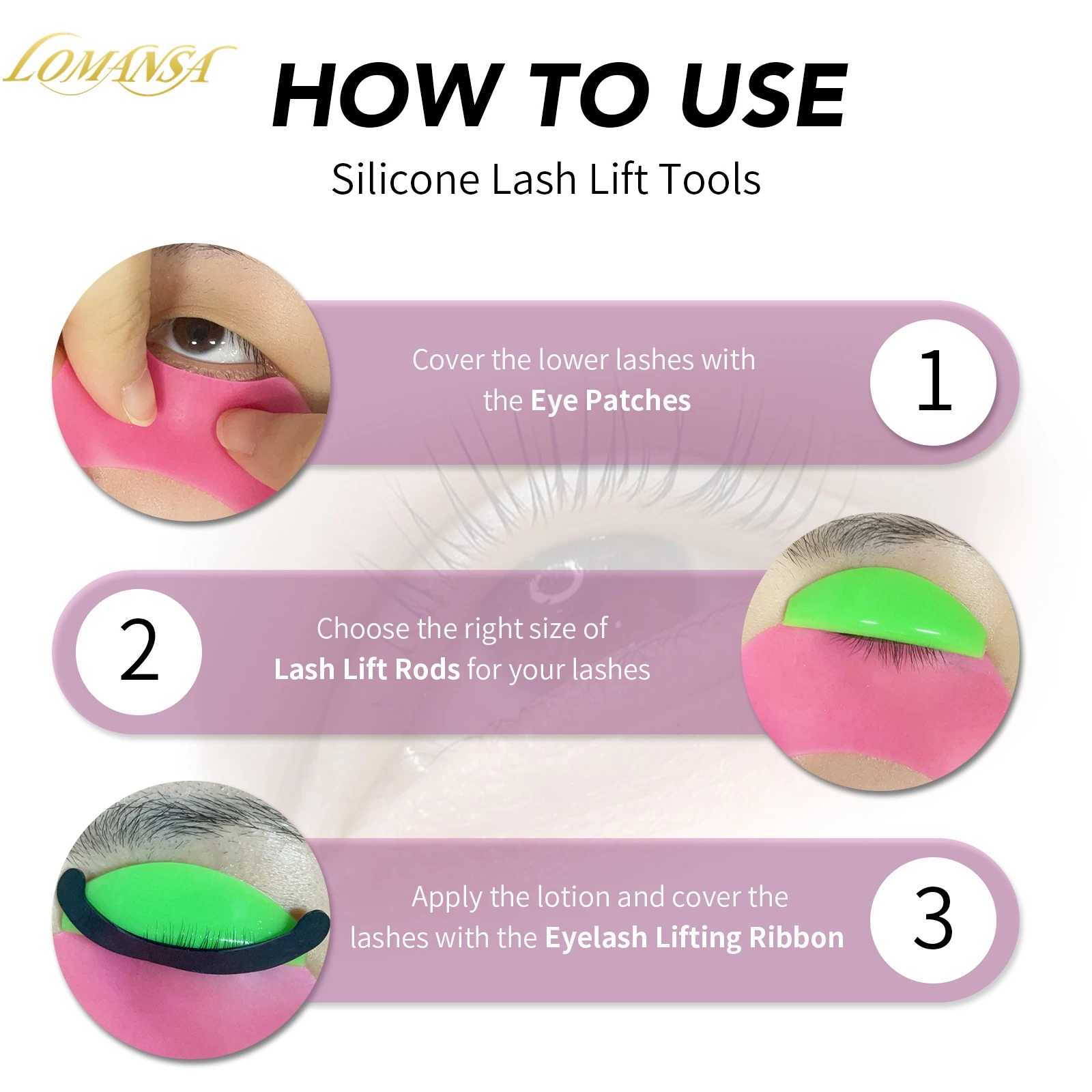 Lomansa 4 Pairs L Curl Silicone Eyelash Perm Pads Sticky Lashes Rods Shield Lifting 3D Eyelash Curler Accessories Makeup Tool