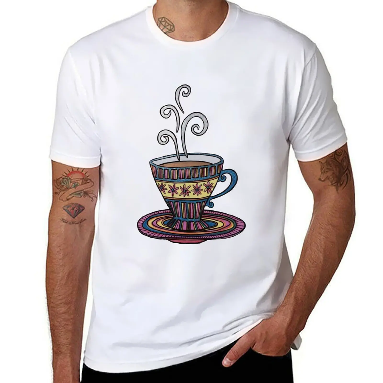 

Glitter Coffee Time on Black T-Shirt t shirt man luxury t shirts cotton 100% T-Shirt