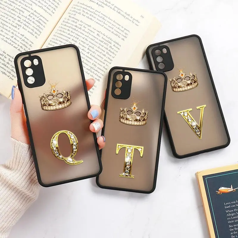 Phone Case For Xiaomi Mi 11 Lite 5G NE 11T 12 12T Pro 9 10 POCO X3 NFC F3 F4 M3 M4 X4 Pro X5 Matte Covers Letter R Q Queen Crown