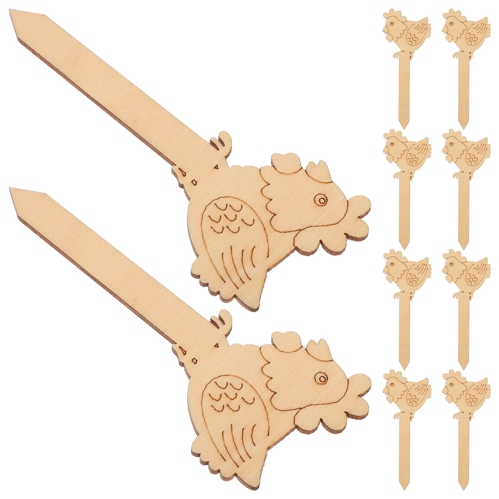 

10 Pcs Tag Bamboo Skewers Bookmark Craft Bookmarks Made of Wood Chicken-shaped Diy