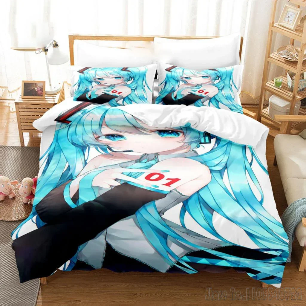 Anime Quilt Set Hatsune Duvet Cover Set HD Comforter Cover for Kids Bedding Sets Bedclothes Bedroom Decor