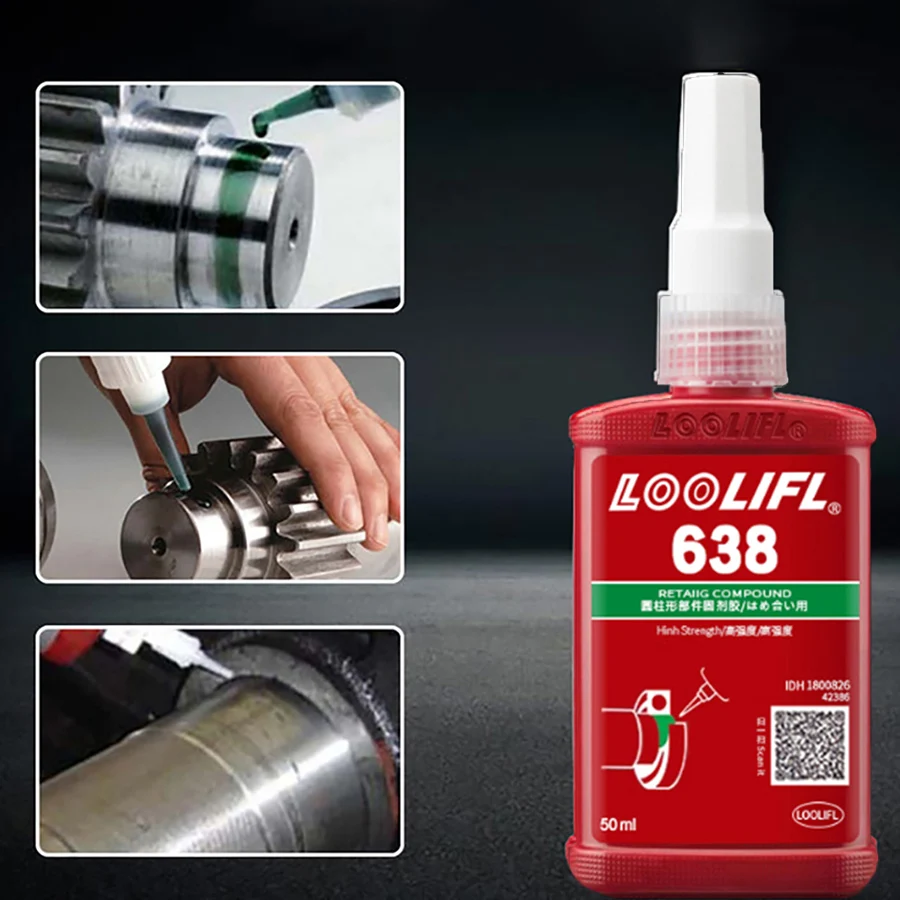 Loctitt 638 adhesivo para rodamientos pegamento cilíndrico compuesto de retención de alta resistencia rodamiento de pegamento anaeróbico adhesivo de retención cilíndrico