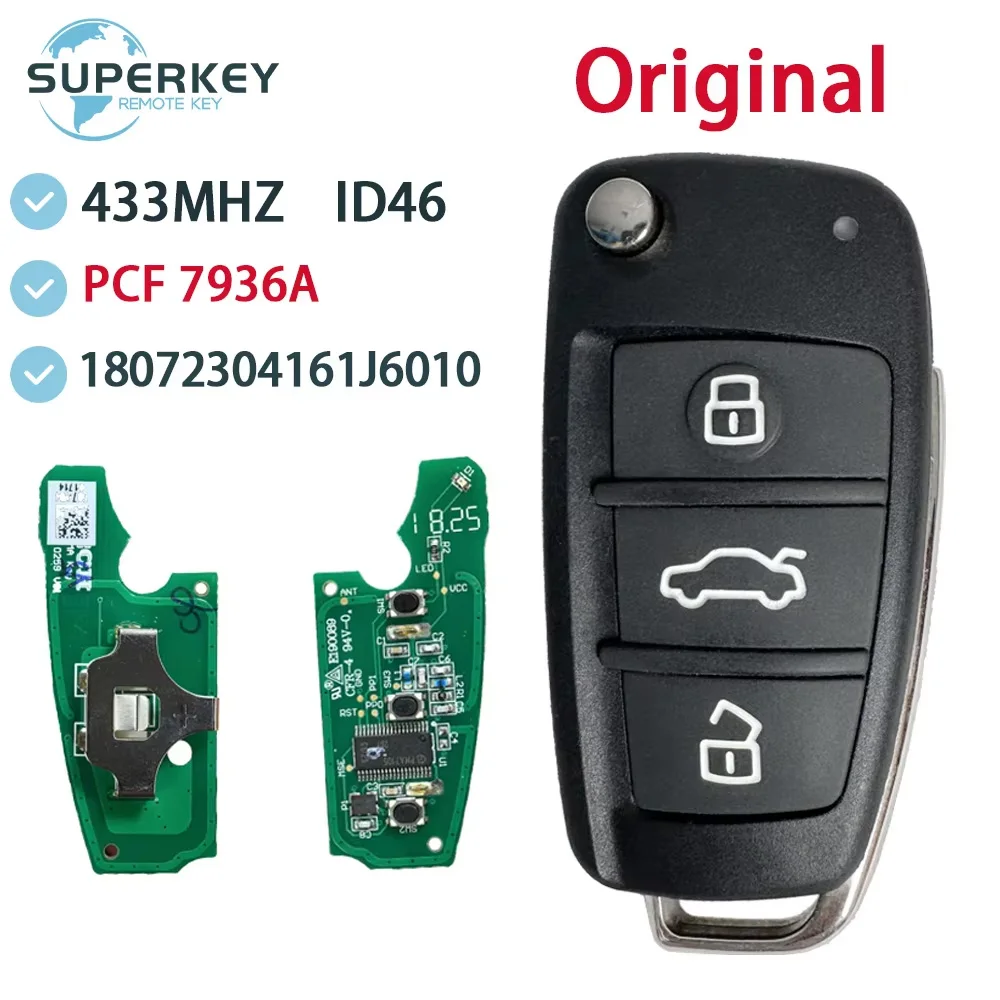 

Original OEM For Chery Tiggo 5 Flip Remote Key 434Mhz ASK ID46 PCF7936A HITAG2 7936 Chip 3 Buttons 18072304161J6010 J60-7900010