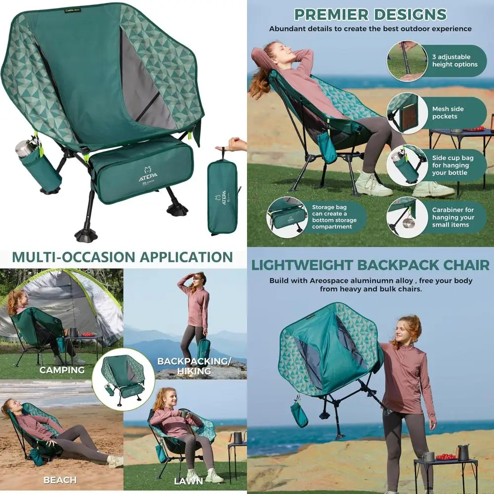 

Сверхлегкий шестигранный стул для кемпинга 3.0: широкое, удобное, складное, регулируемое по высоте уличное сиденье с защитой от тонущих ножек