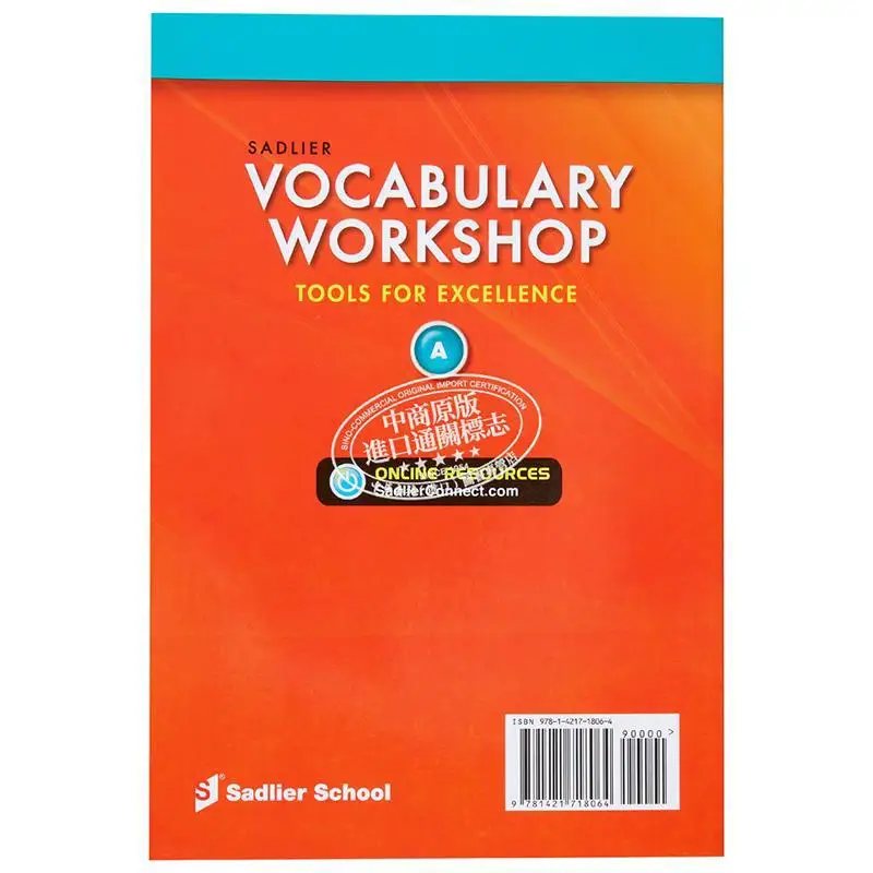 ورشة عمل المفردات 2022 إصدار الطالب الصف 6 المستوى أ Sadlier Sadlier 9781421718064 كتاب #2