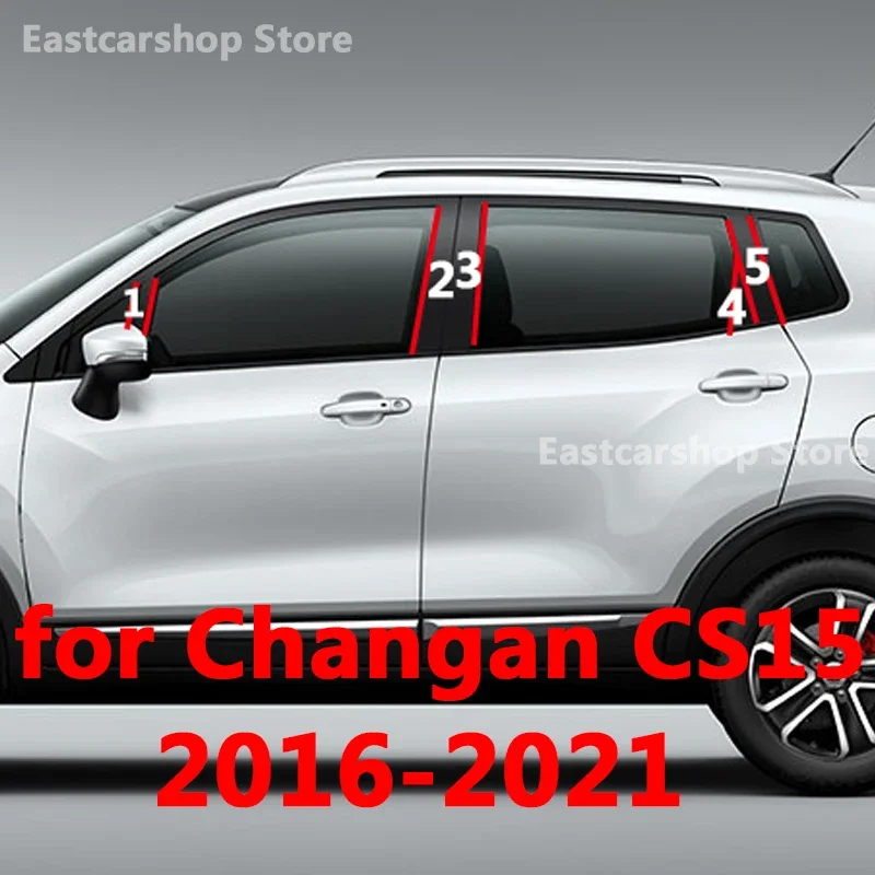 

For Changan CS15 2021 2020 Car Middle Column PC Window Trims Decoration B C Pillar Black Strip Sticker Accessories 2016-2019