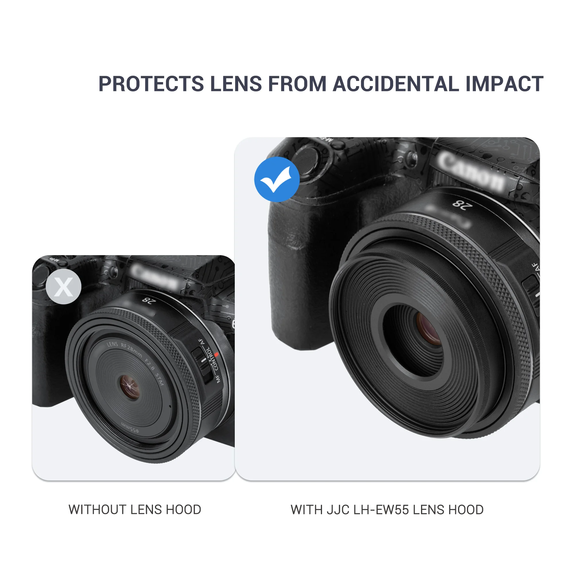 استبدال واقي غطاء العدسة JJC لعدسة Canon EW-55 لعدسة Canon RF 28mm f/2.8 STM