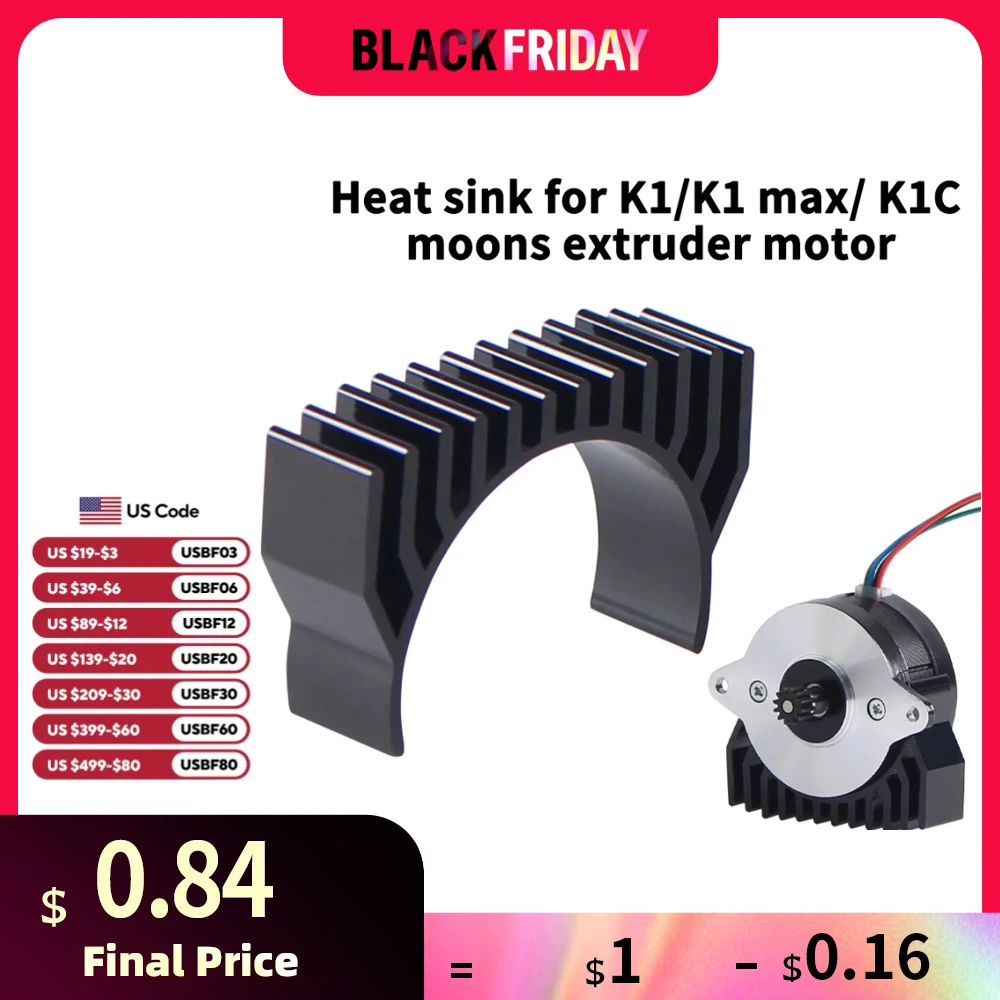 For Creality K1 K1max K1C Heat Sink 36 Motor All Metal Fasting Heat dissipation 3D Printer Parts for K1/K1C/K1 MAX Extuder Motor