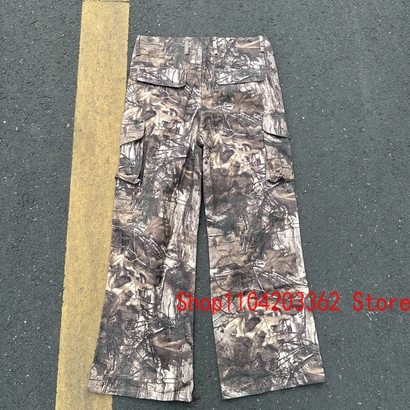 Men's Streetwear Camo Maple Print KANYE WEST Trousers Straight Pants Vintage Do Old High Street New Casual Long-pants