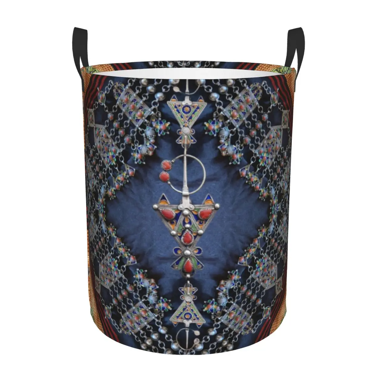 Kabyle Schmuck Teppich Wäsche korb zusammen klappbar Afrika Amazon geometrischen Stil Spielzeug Kleidung Korb Aufbewahrung behälter für Kinder Kinderzimmer