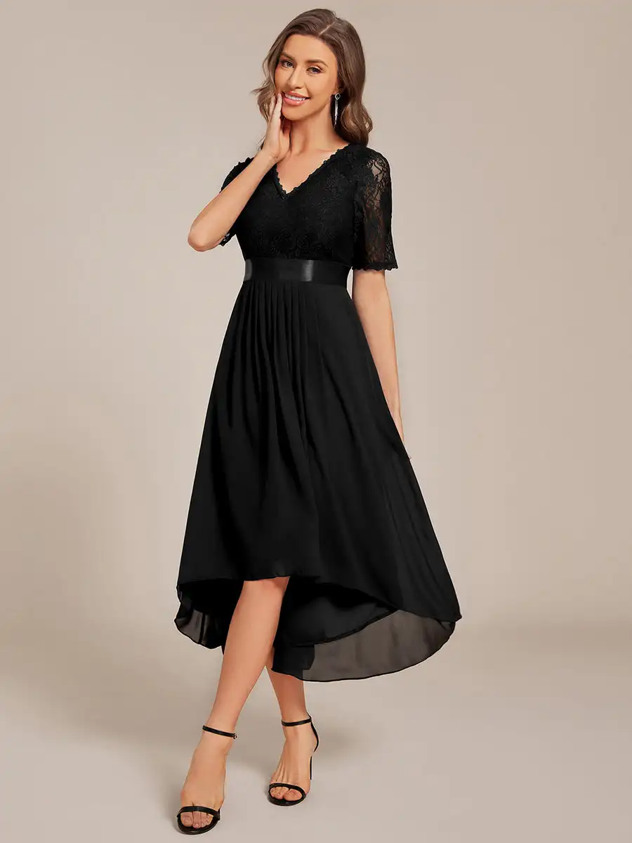 BAZIINGAAA Chiffon Contrast Embroidered Dress - usage example