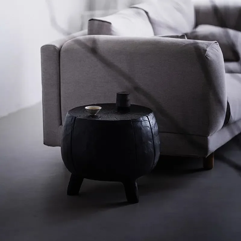 Nordic Solid Wood Pier Stool Round Coffee Table Sofa Side Table Living Room Low Stump Ornament Minimalist Home Decor