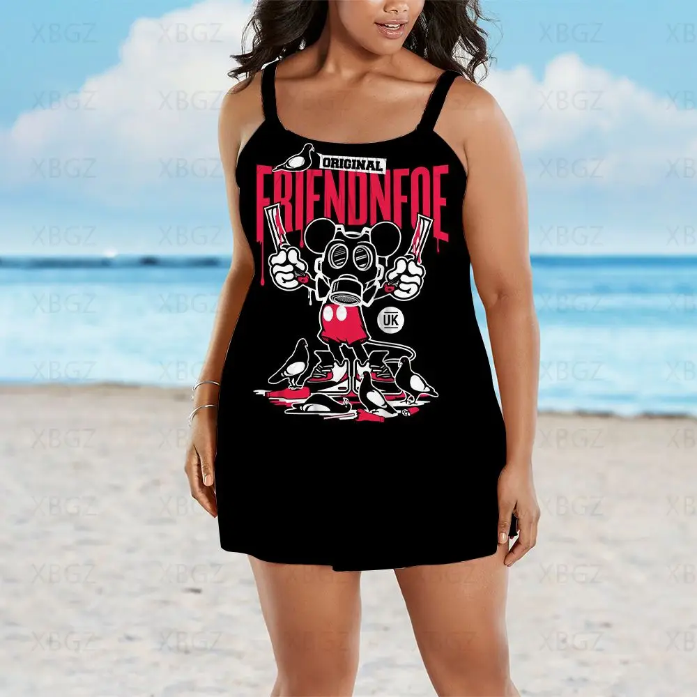 Minnie Mouse Plus Size abiti estivi abiti senza maniche donna 2022 abito da spiaggia stampa da donna spedizione gratuita Sling Cartoon Sexy