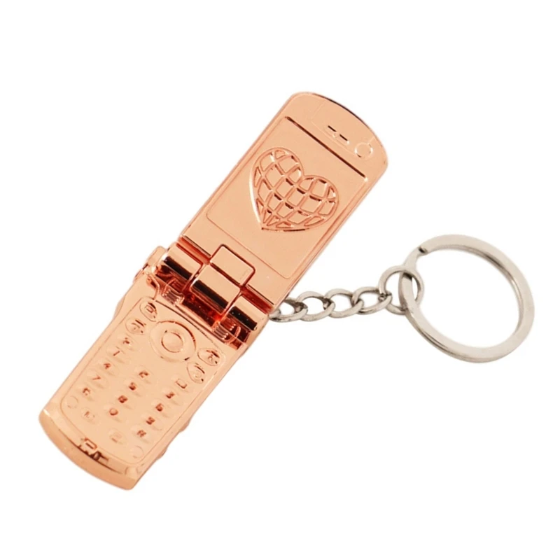 Stylish Rotating Small Phone Charm Keychain with Cover for Easy to Use