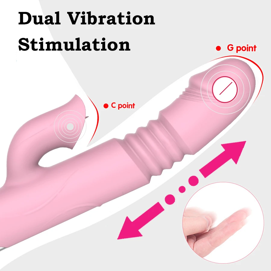 Double Tongue Vibrating dildo with warming Telescopic Rotating vibrator for woman Anal vaginal Clitoris Stimulator sex toys