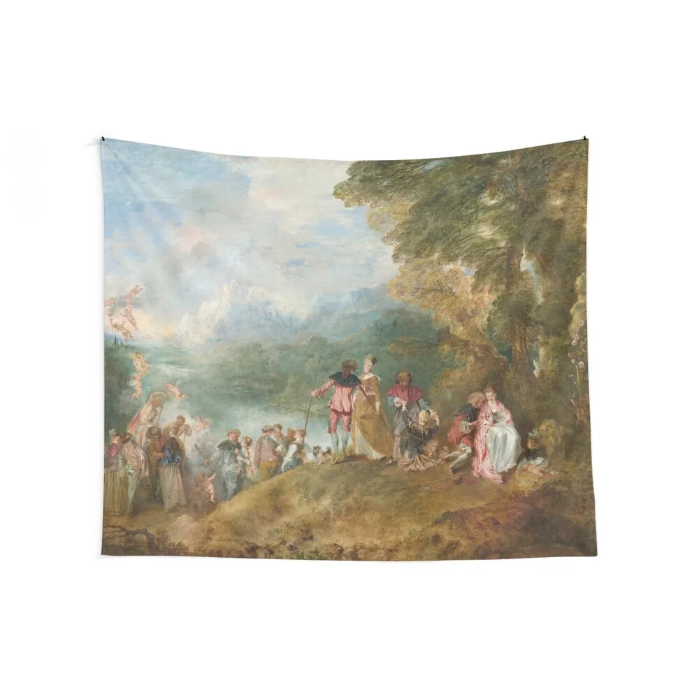 Pilgrimage to Cythera, so-called The Embarkation for Cythera - Antoine Watteau Tapestry Carpet Wall Tapestry