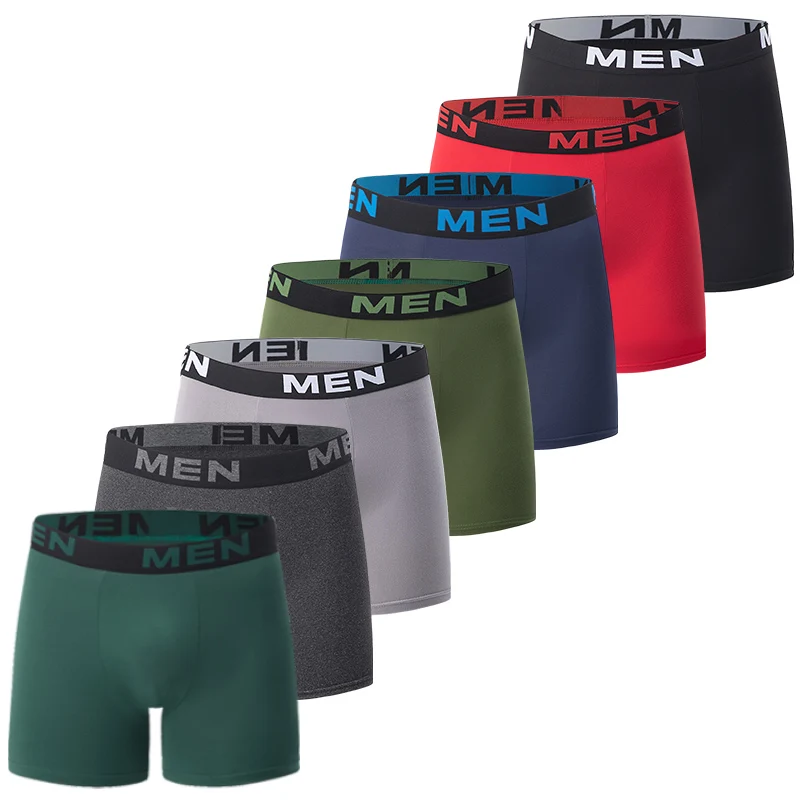 7-Pcs Men\'s Mixed Color Combination Long Underwear Multi-size Leisure Sports Comfortable Boyshort Plus Size Shorts For Teenagers