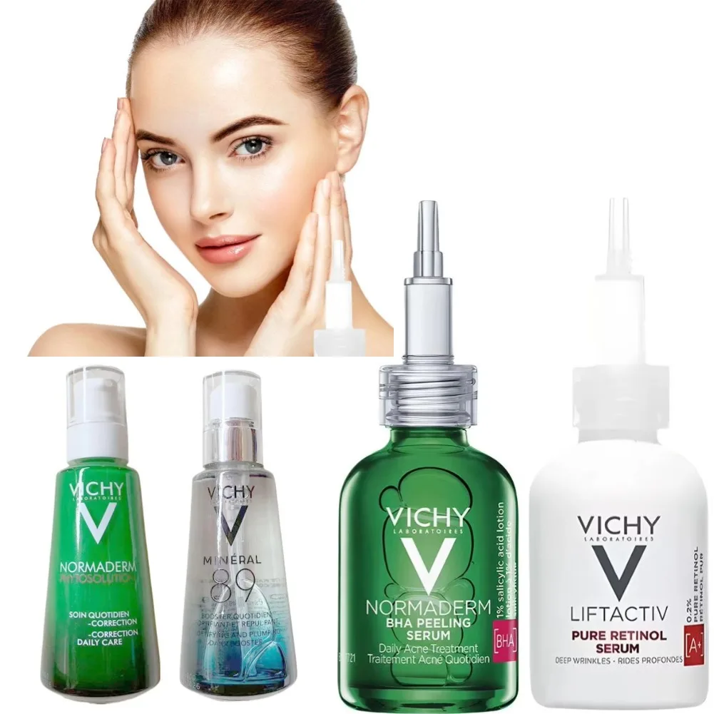 VICHY-aceite de esencia facial con vitamina E, blanqueamiento de la mañana y de noche, reduce los poros, antiarrugas, envejecimiento, reparación de pecas, esencia para el cuidado de la piel facial ﻿