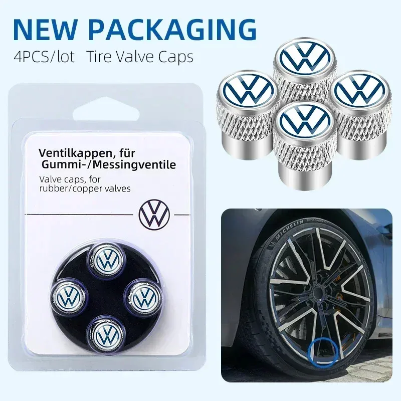 4Pcs Car Wheel Tire Valve Caps For Volkswagen VW Golf 4 5 6 7 Jetta Polo Caddy GTI Bora MK7 Beetle Passat b6