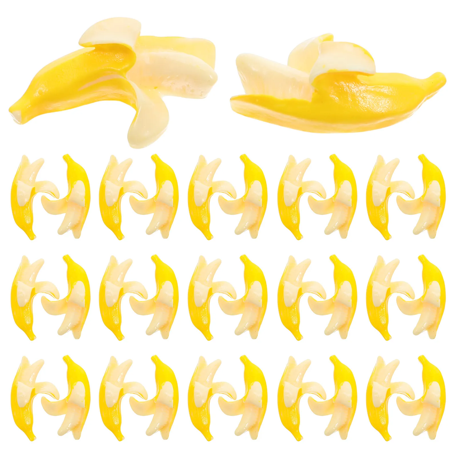 100Pcs Mini Bananas Lifelike Artificial Bananas Bright Colored Resin Props for Dollhouse Desktop Party Decoration Creative Use