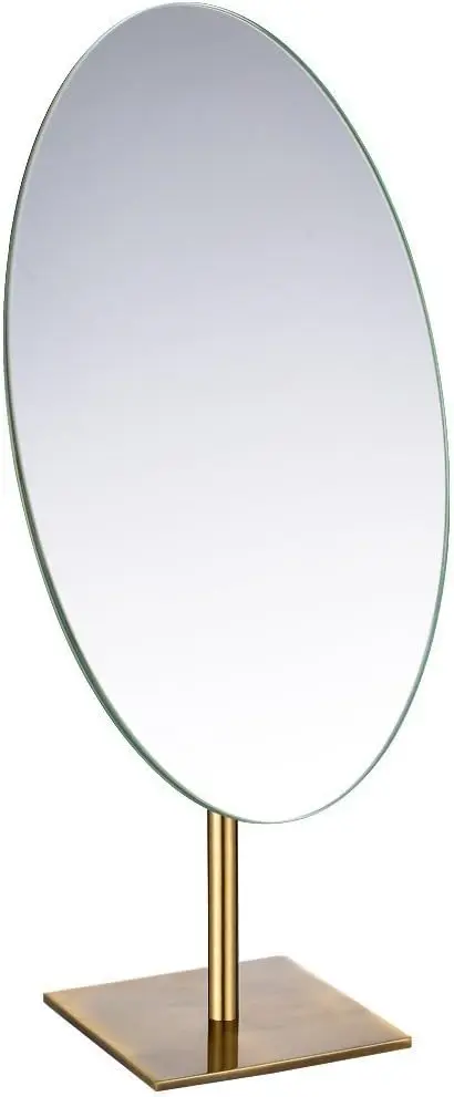 

Large Oval Vanity Mirror with Stand, Antique Brass Finish, 360° Rotation for Easy Makeup and Shaving