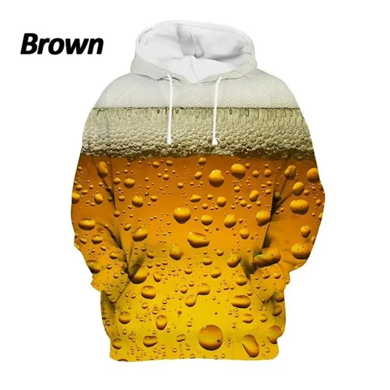 Fashion Beer Pattern Hoodies For Men Women Wine Barrels Glasses 3D Print Sweatshirt Casual Hooded Pullover Long Sleeve Loose Top