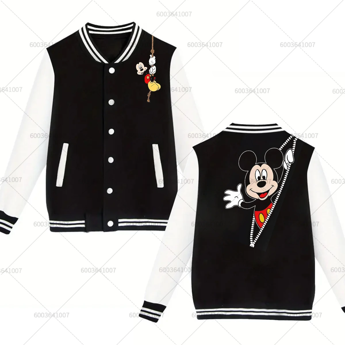 

Couple Disney Funny Mickey Mouse Men's Women Baseball Jacket Sports Autumn Winter Classic Coats Fleece O-Neck Streetwear Hoodies