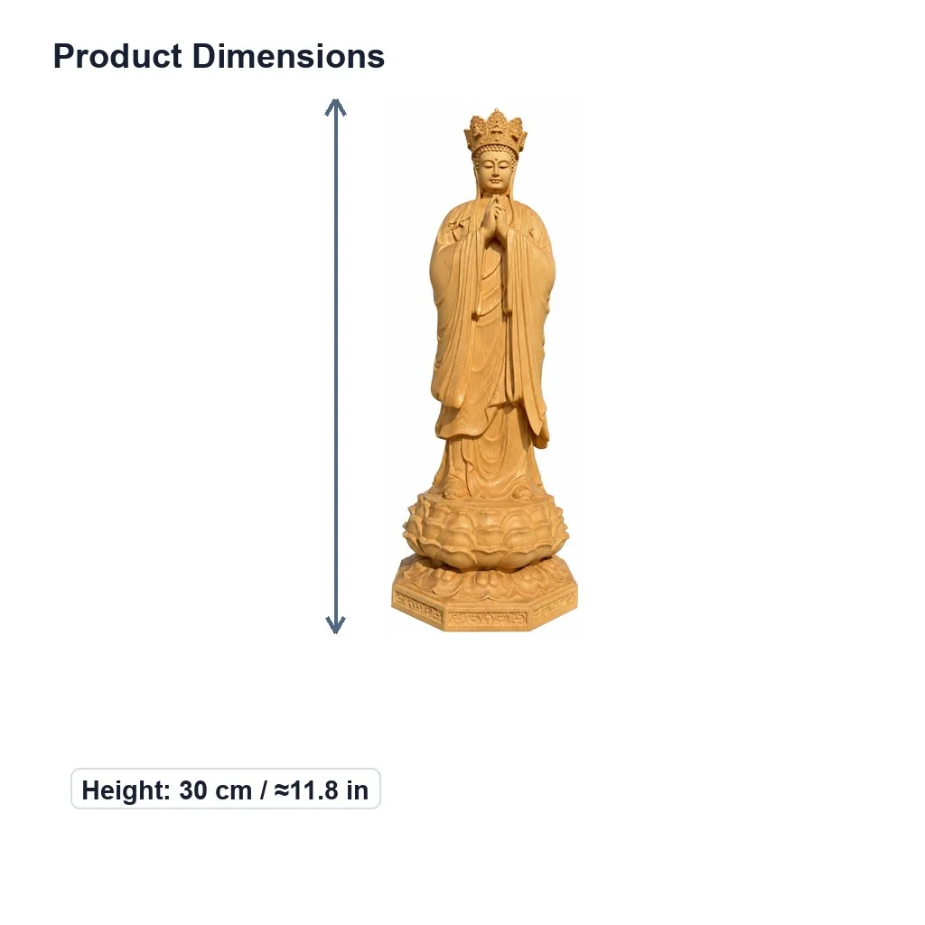 Hand Carved Hinoki Wood Vairocana Buddha Statue for Traditional Zen Meditation Home Buddhist Shrine Office Decor Gift