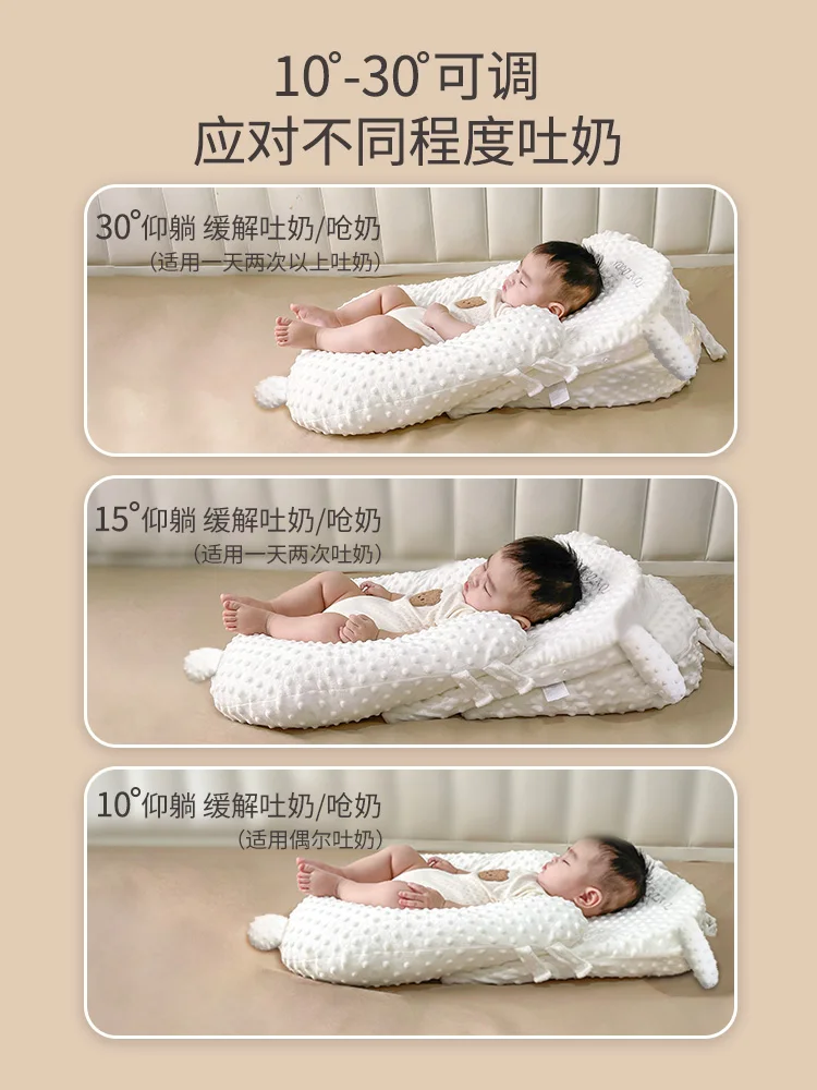 Baby anti-spitting slope pad and choking pillow newborn baby lies on the nursing artifact to appease the side pillow.