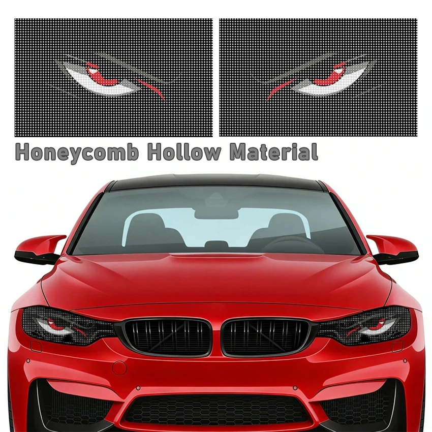 

3D Car honeycomb hollow Headlight Stickers Cartoon eyes Semi-Transparent Motorcycle Headlight Stickers Waterproof Vinyl Decals