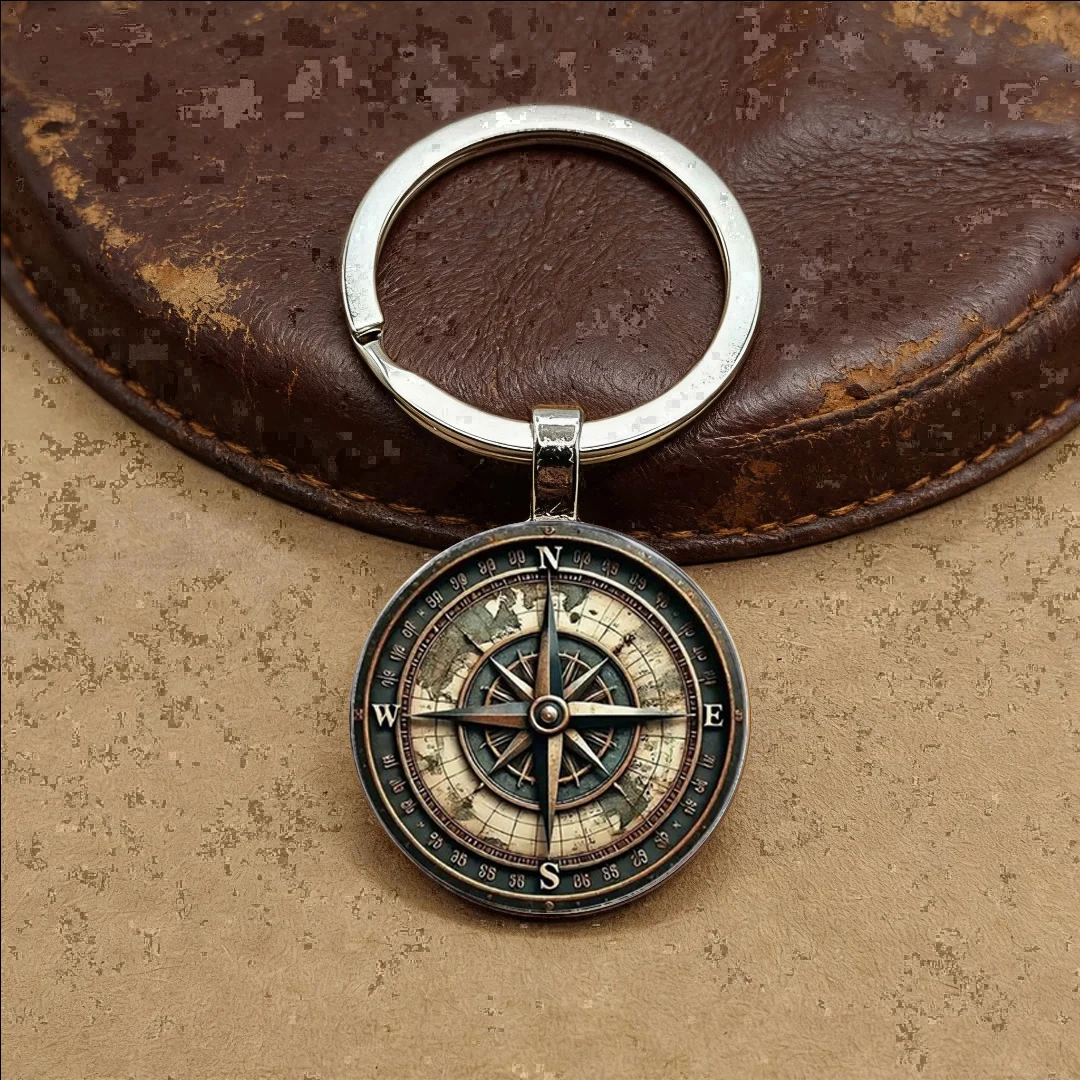 Fashion Navigation Compass 2D Pattern Alloy Keychain Teacher's Day Gift view 4